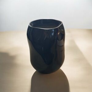 Translucent Black Asymmetrical Vase 5” tall